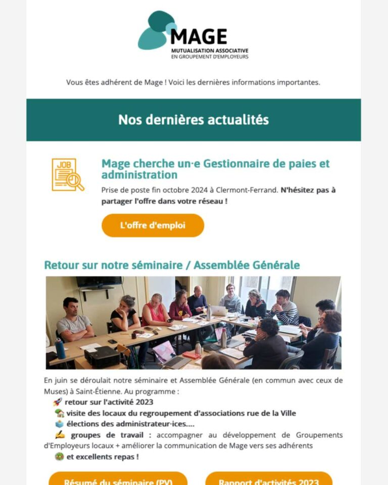 Lettre d’info – Pour Mage
